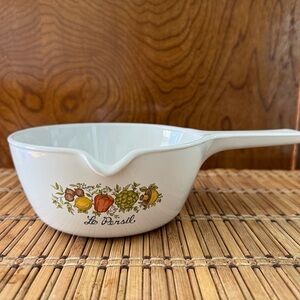 Vintage Corning Ware Le Persil White Ceramic Saucepan